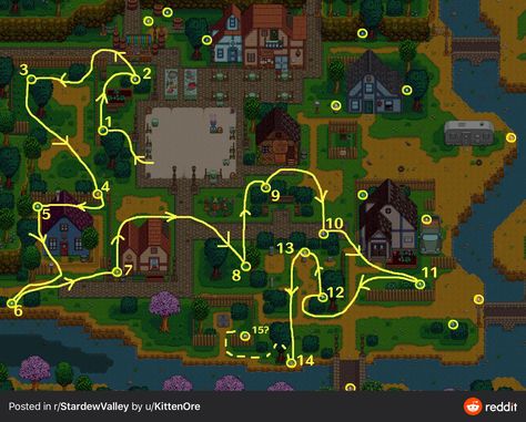 Stardew Valley Expanded Egg Hunt, Stardew Valley Easter Egg Hunt, Stardew Valley Basic Sprinkler Layout, Stardew Valley Amethyst, Stardew Valley Fruit Bat Cave Design, Stardew Valley Easter Eggs, Stardew Valley Spring Guide, Stardew Egg Hunt Route, Cute Stardew Valley House