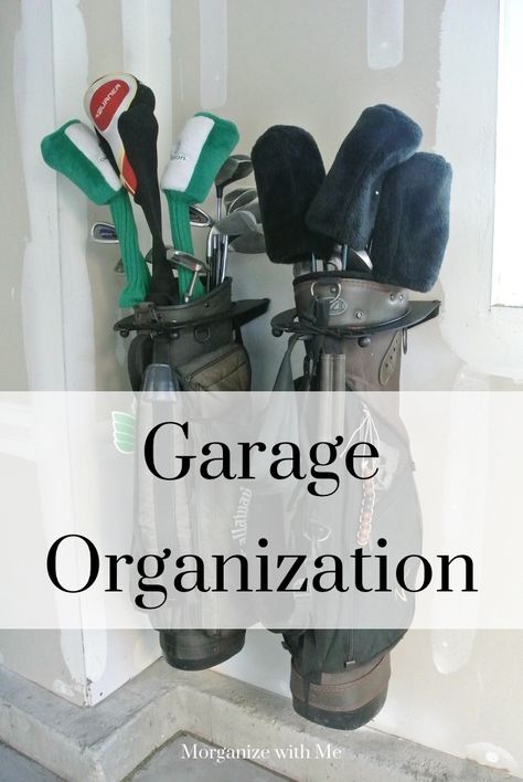 How To Store Golf Clubs In Garage, Garage Golf Organization, Storing Golf Clubs In Garage, Golf Club Storage Ideas, Golf Storage In Garage, Garage Golf Storage, Diy Golf Bag Storage, Golf Club Storage Garage, Golf Storage Ideas