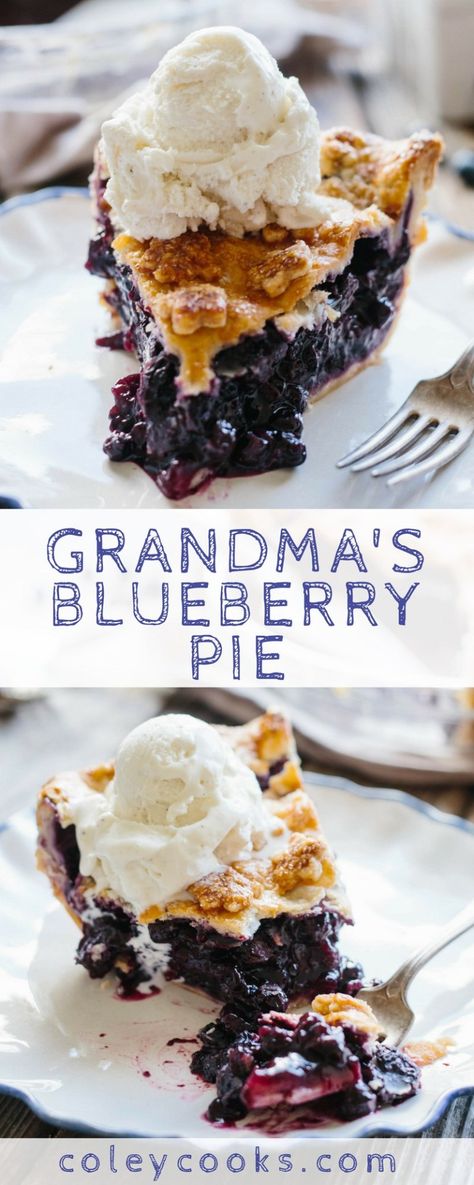 Grandma's Blueberry Pie | Coley Cooks... Mousse Au Chocolat Torte, Easy Summer Dessert, Blueberry Desserts, Dessert Simple, Blueberry Pie, Blueberry Recipes, Salty Snacks, Delicious Pies, Summer Dessert