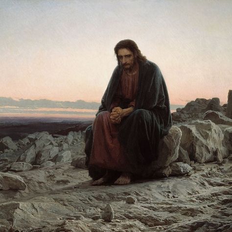 Christ in the Desert by Ivan Kramskoi-VARPDX56756 Image 1 Crucifixion Of Jesus Art, Ivan Kramskoy, Roman Catholic Art, Christ Painting, Biblical Artwork, Jesus Christ Painting, Jesus Christ Artwork, Crucifixion Of Jesus, Rennaissance Art