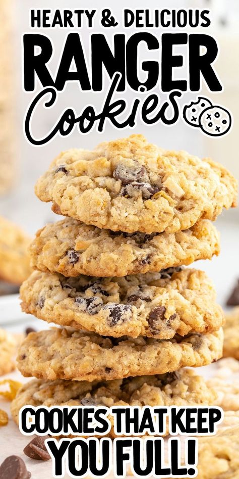 Ranger Cookies Best Ranger Cookie Recipe, Ranger Cookies Recipe, Ranger Cookie, Ranger Cookies, Cowboy Cookie Recipe, Ribs Recipes, Best Oatmeal Cookies, Breakfast Cookie, Eggs Recipes