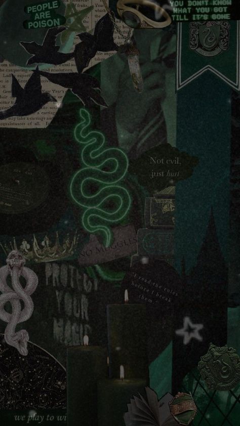 Slytherin/ dark green #aesthetic #wallpaper #green #harrypotter #slytherin #darkgreen #vintage #music #fyp #preppy Dark Green Aesthetic Phone Wallpaper, Dark Green Aesthetic Poster, Creepy Green Wallpaper, Dark Green Themed Wallpaper, Green Spooky Wallpaper, Dark Green Collage Wallpaper, Green Goth Wallpaper, Aesthetic Wallpaper Green Dark, Delphi Aesthetic