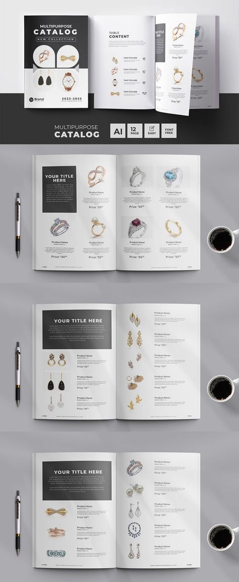 Multipurpose Catalog Layout and jewelry catalog design Magazine Template Jewellery Portfolio Layout, Jewellery Magazine Ad, Jewelry Catalogue Design, Jewelry Lookbook Design, Jewelry Magazine Layout Design, Jewellery Catalogue Design Layout, Jewelry Lookbook Layout, Jewelry Catalog Design Layout, Jewelry Catalog Design