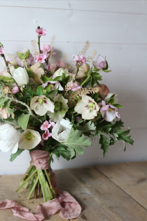 winter wedding bouquet, spring wedding bouquet, winter wedding flowers, british wedding flowers, locally grown flowers, seasonal flowers Hellebore Wedding Bouquet, Wedding Flowers With Anemones, April Wedding Flowers Uk, January Bridal Bouquet, February Bridal Bouquet, Hellebore Flower Arrangements, February Flowers In Season, Anemone Wedding Flowers, Early Spring Bouquet