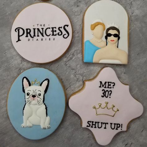 ✨ "Me? 30? Shut up!" 🎉👑 Channeling all the royal vibes with these Princess Diaries-inspired cookies, perfect for celebrating a fabulous 30th! 💖 Whether you're feeling like Mia Thermopolis or ruling like a queen, these cookies are here to make your milestone birthday sweeter and more magical. ✨ Who else is ready to embrace their inner princess? 👸🎂 Order your custom cookies now for your next royal event! Link in bio. 💫 #PrincessDiariesCookies #CustomCookies #BirthdayCookies #30andFabulous #... Princess Diaries Food Ideas, Princess Diaries 30th Birthday, Princess Diaries Cookies, Princess Diaries Themed Party, Princess Diaries Birthday, Mia Thermopolis, Royal Vibes, 23 Birthday, Sweet Sixteen Birthday Party Ideas