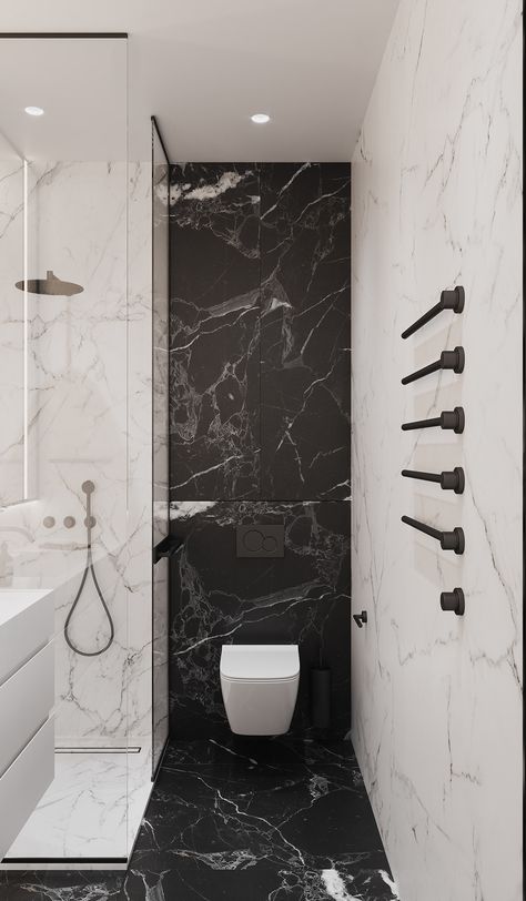 Toilet Tiles Design, Washroom Tiles Design, Bathroom Wallpaper Trends, Klein Toilet, Bathroom Wall Tile Design, Small Bathroom Wallpaper, Washroom Decor, Bathroom Inspiration Modern, Bathroom Decor Luxury