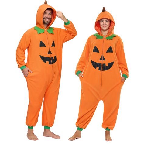 PRICES MAY VARY. Complete Costume Set: Our premium one-piece pajama set includes a pumpkin jumpsuit.This eye-catching pumpkin one-piece pajama for playful leaves around the collar, topped with a stem on the hood.The overall color of the pumpkin pajamas is mainly orange. The zipper closure helps you put on and take off your pajamas quickly.With its soft and snuggly design, completing a comfy and funny pumpkin look perfect for any occasion. Versatile Occasions: Perfect for halloween costume partie Pumpkin Pajamas, Adult Pumpkin Costume, Events Theme, Pumpkin Onesie, Jumpsuit Costume, Pajama Costume, Unisex Pajamas, Halloween Pajamas, Costume Set