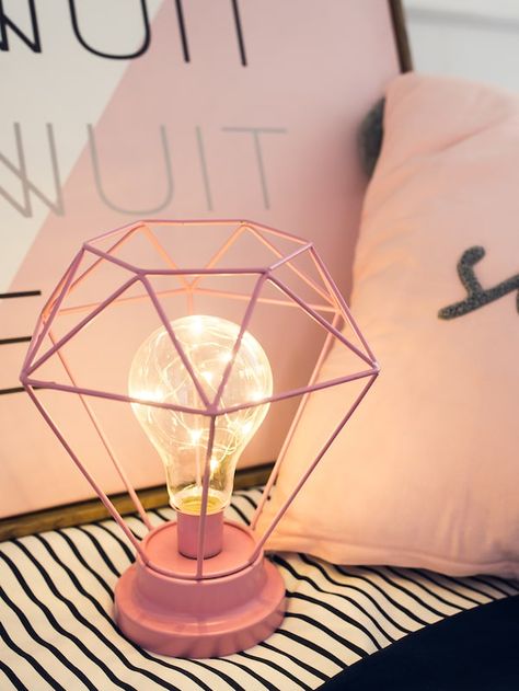 Geometric Border Table Lamp 12V -SHEIN(SHEINSIDE) Makeup Room Design, Headboard Wall Decal, Decorative Night Lights, Wall Decals For Bedroom, Geometric Border, Girl Bedroom Decor, Cute Room Decor, Room Inspiration Bedroom, Room Ideas Bedroom