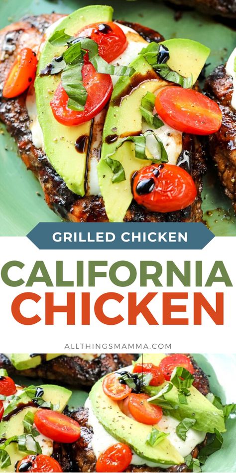 California Chicken With Avocado, Summer Chicken Breast Recipes Dinners, Summer Chicken Breast Recipes, Chicken Board, California Chicken, Keto Chow, Grilled Chicken Recipe, Grilled Avocado, Marinating Chicken Breast