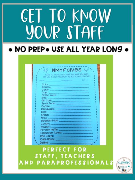 staff getting to know you Special Education Forms, Feelings Activities, Student Info, Get To Know You Activities, Life Skills Classroom, Classroom Culture, Teaching Social Skills, Virtual School, School Staff