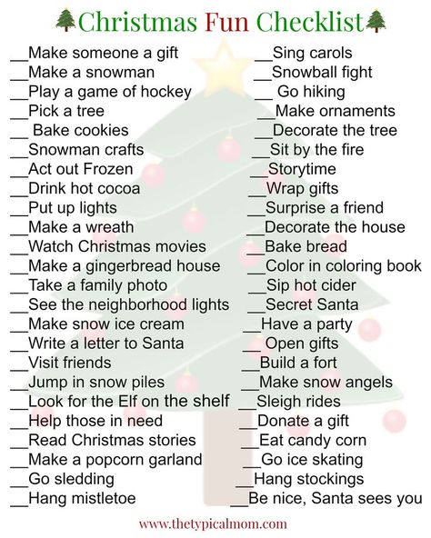 Christmas activities for kids free printable and links to other activities you can do with your kids at home. Fun way to find new things to do together. via @thetypicalmom Free Christmas Activities, Fun Checklist, Things To Do Together, Kids Christmas List, Christmas Checklist, Christmas Activities For Families, Christmas Things To Do, Christmas To Do List, Christmas Bucket List