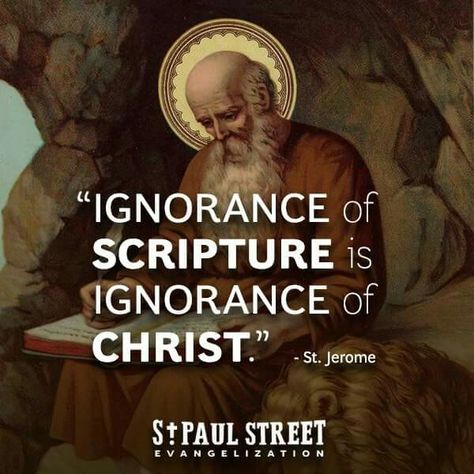 St. Jerome - "Ignorance of Scripture is ignorance of Christ!" St Jerome Quotes, Every Day Is A Gift, Apa Format, St Jerome, Saint Quotes Catholic, Sacred Scripture, Saint Quotes, Catholic Quotes, Roman Catholic