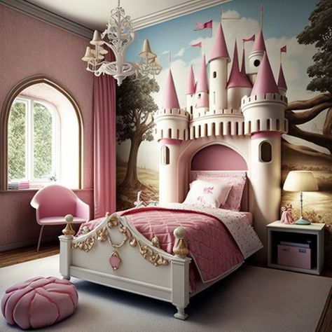 Princess Aurora Bedroom, Disney Princess Kids Room, Princess Themed Bedroom, Kids Room Decoration Ideas, Princess Theme Bedroom, Princess Rooms, Princess Kids Room, Princess Castle Bed, Disney Princess Bedroom