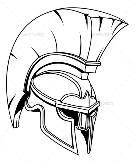 Spartan or Trojan Gladiator Helmet Roman Warrior Tattoo, Spqr Tattoo, Mermaid Outline, Crest Tattoo, Ancient Art Tattoo, Helmet Drawing, Spartan Logo, Helmet Tattoo, Gladiator Helmet