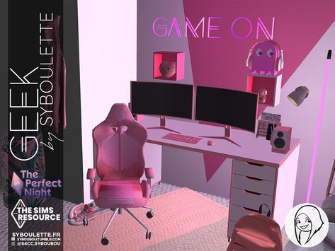 The Sims Resource - The Perfect Night - Geek set Gamer Decor, The Sims 4 Cabelos, The Sims 4 Pc, Muebles Sims 4 Cc, Sims 4 Anime, Sims 4 Bedroom, Sims 4 Expansions, Sims 4 Body Mods, Free Sims