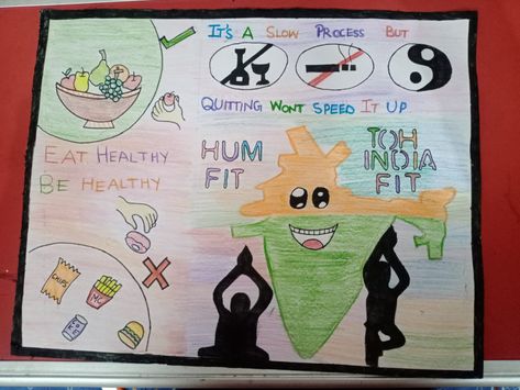 Healthy India Poster Drawing, Fit India Poster Drawing, Fit India Poster, India Poster Drawing, Word Art Drawings, India Poster, Birthday Greetings Friend, Happy Birthday Greetings Friends, Fun Crafts To Do