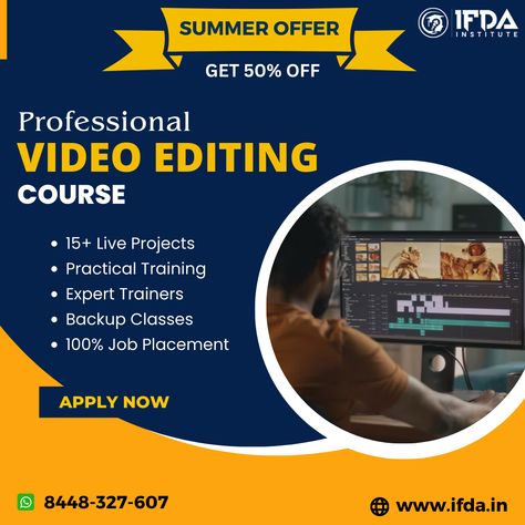 Professional Video Editing Course Learn Video Editing, Video Editing Course, Best Video Editing, Audio Editing, Graphic Design Course, Job Placement, Mobile Video, Design Course, Electrical Engineering