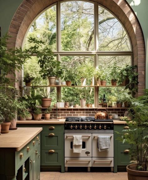 Sage Green Kitchen, Interior Design Per La Casa, Green Kitchen Cabinets, Casa Vintage, Green Cabinets, Dream House Rooms, Dream House Interior, House Kitchen, Green Kitchen