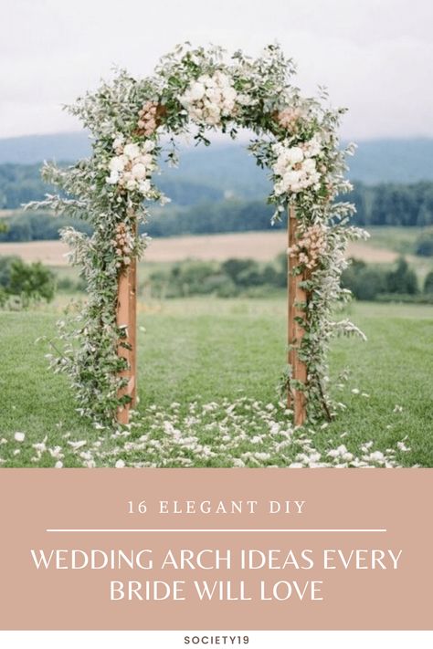 Create a DIY wedding arch for your big day. These stunning decor ideas are sure to make your special day spectacular. A beautiful wedding arch can anchor an outdoor ceremony and serve as a photo backdrop. Read on for our favorite DIY wedding arches you can use to get inspired and create elegant structures that align with your own personal style. #weddingideas #weddingsdecor #wedding Classic Wedding Arch Ideas, Minimalist Arch Wedding, How To Build An Arch For Wedding, Wedding Arbours, Wedding Arch Diy, Outdoor Wedding Arch, Diy Arch, Alter Ideas, Wedding Alter