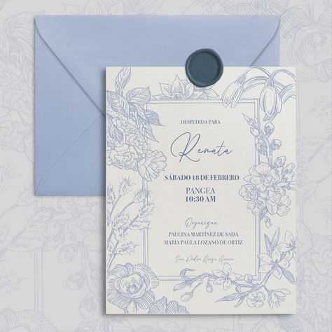 BABY BLUE FLOWERS Baby Blue Invitations, Digital Invitations Wedding Design, Invitaciones Aesthetic, Digital Card Wedding, Aesthetic Wedding Invitations, Blue Invitation Template, Something Blue Bridal Shower Ideas, Invite Card Design, Xv Invitations