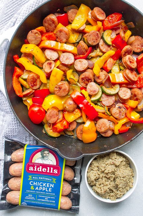 Chicken Sausage Veggie Skillet, Chicken Apple Sausage And Potatoes, Chicken Sausage And Veggies Skillet, Chicken Sausage Low Carb Recipes, Chicken Sausage With Veggies, Recipes Using Chicken Sausage Links, Adele Chicken Apple Sausage Recipes, Pork Apple Sausage Recipes, Chicken And Apple Sausage Recipes Meals