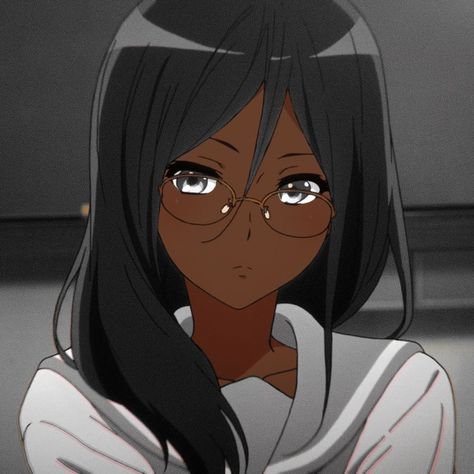 Brown Anime Characters Pfp, Anime Pfp Black Girlies, Black Anime Characters Pfp With Glasses, Black Woman Anime Character, Black Anime Girlboss Pfp, Blk Anime Pfp, Anime Girlies Pfp Black, Black Anime Girlicon, Black Anime Girlies Pfp