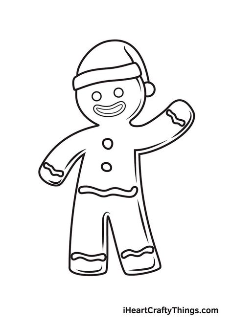 Gingerbread Man Drawing, Christmas Drawing Ideas, Robin Drawing, Easy Christmas Drawings, Elf Drawings, Snowflakes Drawing, Give Yourself A Break, Traditional Christmas Cards, Man Drawing