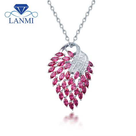 Vintage 18Kt White Gold Natural  Pink Ruby Pendant Necklace Shining Diamond  for Women Christmas Jewelry Gift E00153A Mens Gold Diamond Rings, Jewellery Images, Ruby Diamond Necklace, Ruby Diamond Pendant, Ruby And Diamond Necklace, Australian Opal Pendant, Ruby Necklace Pendant, Diamond Pendent, Diamond Pendants Designs