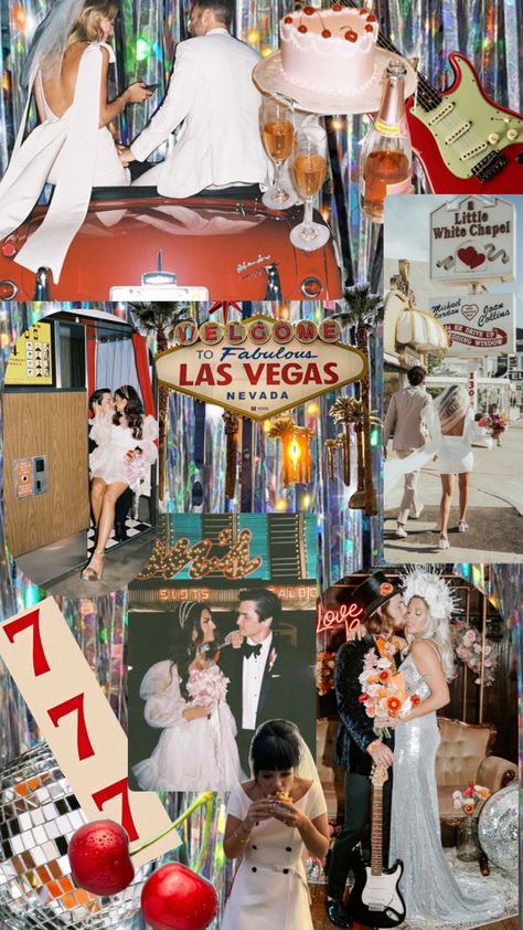 Vegas Showgirl Theme Party, Rock Roll Wedding, 50s Vegas Aesthetic, Vegas Glam Wedding, Kitschy Vegas Wedding, Eloping In Vegas Aesthetic, Vegas Wedding Chapel Aesthetic, Vegas Style Wedding Reception, Retro Vegas Aesthetic