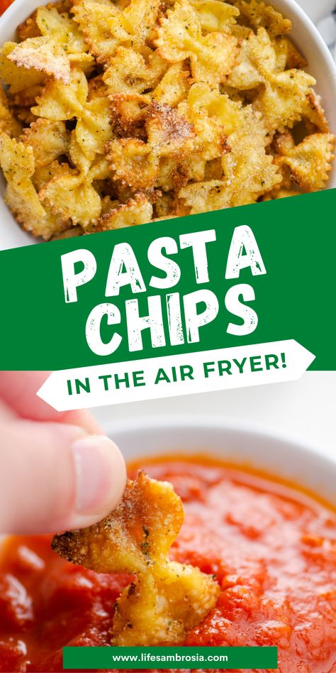 Noodles In Air Fryer, Air Fryer Noodle Chips, Air Fryer Noodles, Pasta Chips Recipe, Air Fryer Pasta Chips, Cheap Air Fryer, Air Fryer Pasta, Fried Pasta, Pasta Chips