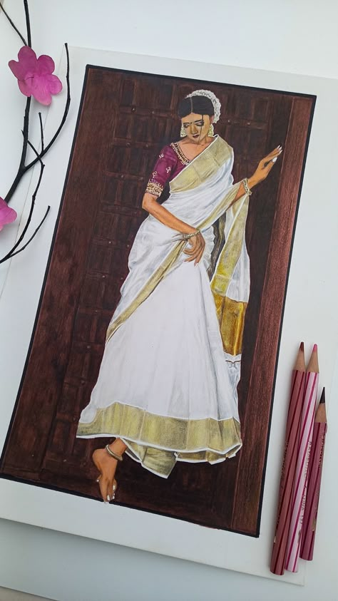 3d Fashion Illustration, Dress Illustration Design, Saree Drawing, Dress Illustration Art, Outfits Illustration, Bride Fashion Illustration, Accessories Design Sketch, Direct Painting, Face Art Drawing