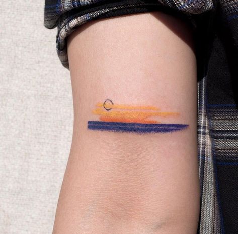 Sunset Tattoo, Minimalist Tattoo Small, Sunset Tattoos, Intricate Tattoo, Discreet Tattoos, Elegant Tattoos, Little Tattoos, Simplistic Tattoos, Minimal Tattoo