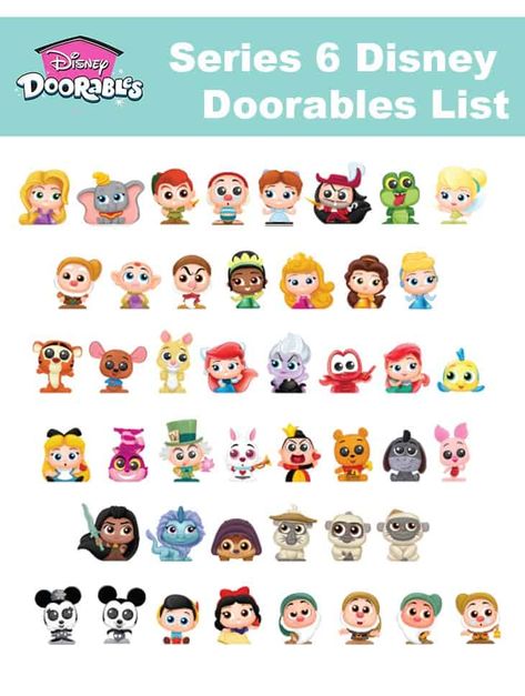 Series 6 Disney Doorables List - Collect them all! - Enza's Bargains Disney Doorables Series 1, Disney Doorables Checklists, Disney Doorables Crafts, 80’s Toys, Disney Doorables, Cute Disney Drawings, Doodle Art Journals, Disney Collage, Disney Figurines