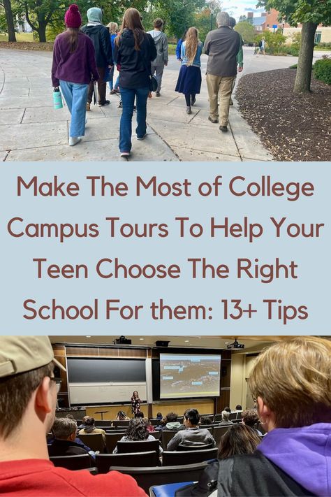 College campus tours take time and cost money. Here are 15 tips to make the most of these visits to help your teen make this right college choice for them. #college #tours #decision #teen #planning #tips College Tours, College Visits, College Tour, College Visit, First University, College Search, School Break, College Admissions, School Sweatshirts