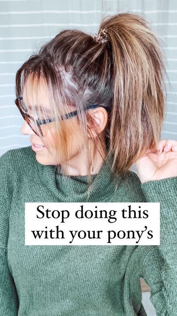 Brooke Roundy Hair Tips Makeup Tips on Instagram: "You’re doing your basic pony’s all wrong! Try these steps and for that KEY added volume use my code BLUSHBASICS20 at the @voloom website! Happy weekend! #hair #hairtips #highpony #hairhacks" Cute Ponytail Medium Hair, High Pony Volume Hack, Ponytail With Tendrils, Volume Ponytail Fine Hair, Ponytail For Fine Straight Hair, Cute Ponytails For Fine Hair, High Pony Medium Length Hair, Ponytails For Thinner Hair, How To Style Front Of Hair With Ponytail