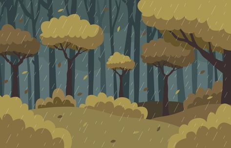 Weather Rain In The Forest Background Rain In The Forest, Mood Drawing, Blossom Background, Forest Cartoon, Forest Background, Landscape Background, In The Forest, The Forest, Drawing Ideas