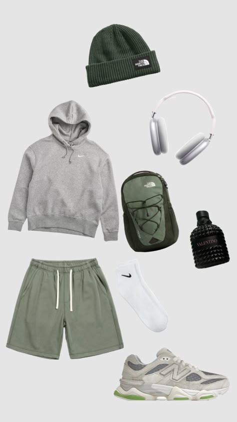 outfit Sporty Outfits Men Summer, Man Chill Outfit, Athletic Wear Outfits Men, Men Comfy Outfit, Gym Casual Outfit, Sporty Boy Outfits, Outfits Gym Hombre, Headphones Outfit Men, Chill Outfits Men