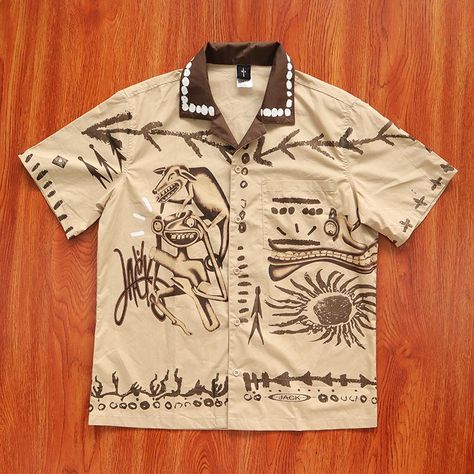 I Bought This Shirt Online But Now They Sold Out And Not A Lot Of People Have Them The Size Is Xl So You Can Go For A Calm And Baggie Fit If You Are A Size Or 2 Smaller Asking Price 210 I Am Firm On The Price Just For A Little Bit No Low Ball Vintage Streetwear Men, Army Clothes, Unusual Clothes, Ny Outfits, Big Men Fashion, Cool Buttons, Cactus Jack, Camo Shirts, How To Make Clothes