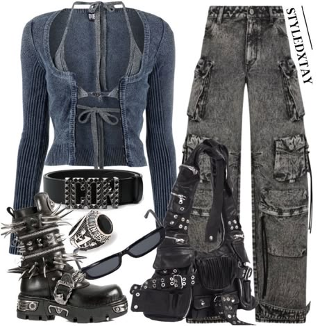 Outfits Aesthetic Grunge, Estilo Harajuku, Preformance Outfits, Estilo Punk, Event Outfit, Kpop Fashion Outfits, Kpop Outfits, 2000s Fashion, Edgy Outfits