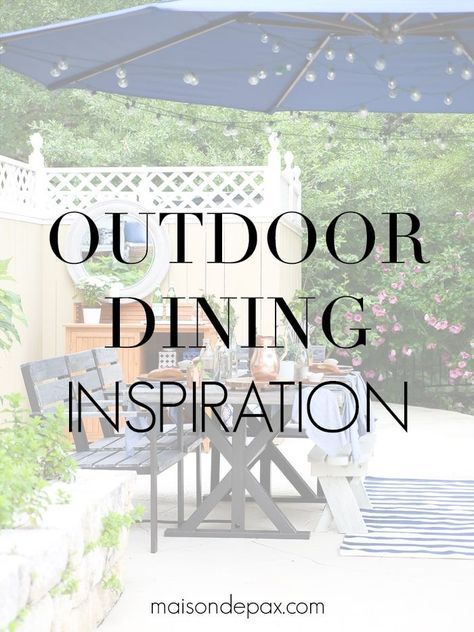 Enjoy magical al fresco dining any time with these inspiring outdoor dining ideas! #outdoordining #patiodining #alfresco Outdoor Dining Design, Outdoor Teak Table, Small Outdoor Furniture, Dining Design Ideas, Outdoor Dining Ideas, Outdoor Dishes, Teak Table Outdoor, Inspiring Outdoor Spaces, Beautiful Outdoor Living Spaces