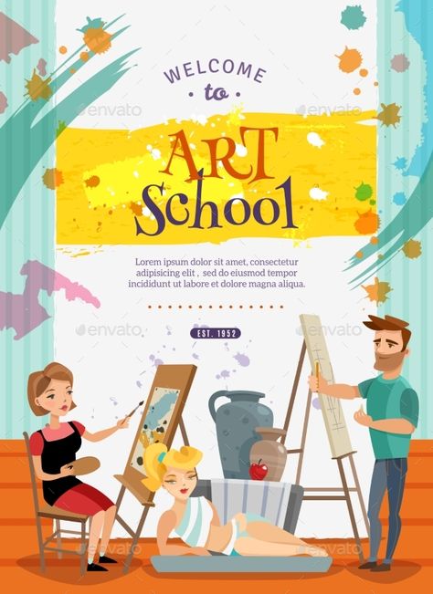 Visual Art School Classes Offer  Poster - #Miscellaneous #Vectors Download here:  https://graphicriver.net/item/visual-art-school-classes-offer-poster/19473551?ref=alena994 Drawing Class Poster, School Poster Design, Class Poster Design, Art Class Posters, Cool Poster Designs, Offer Poster, Poster School, Education Poster Design, Poster Football