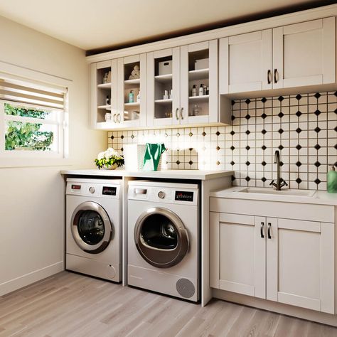 Mancos Laundry Side White Shaker Cabinet, Shaker Wall, Glass Kitchen Cabinet Doors, White Shaker Kitchen Cabinets, Modern Kitchen Renovation, White Shaker Kitchen, Kitchen Base Cabinets, Apron Front Sink, Kitchen Wall Cabinets