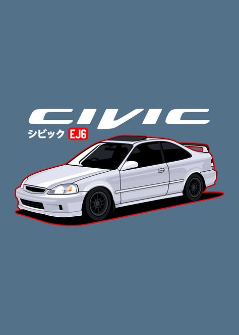 Honda Civic Cartoon, Honda Civic Sir Wallpaper, Honda Civic Si Wallpaper, Honda Civic Wallpaper, Honda Civic Ek9, Civic Jdm, Quotes Car, Honda Civic Car, Fastest Car