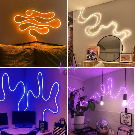 Neon Strip Lights LED Strip Light for Home Decor Single Color LED Strip DIY Neon Strip Light Aesthetic Home Decor - Etsy Neon Strip Lights, Led Lighting Bedroom, Accent Wall Designs, Light Aesthetic, Aesthetic Home Decor, Room Redesign, Led Stripes, Led Strip Light, Cute Bedroom Decor