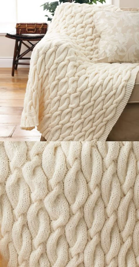 10 + Free Chunky Cable Knit Blanket Pattern to Download NOW! Cabled Blanket Knitting Pattern, Hand Knit Cable Blanket, Cable Afghan Knitting Pattern, Cable Blanket Knitting Patterns, Cable Blankets, Chunky Knit Patterns, Knit Blanket Pattern Free, Cable Knit Blanket Pattern, Afghan Knitting Patterns