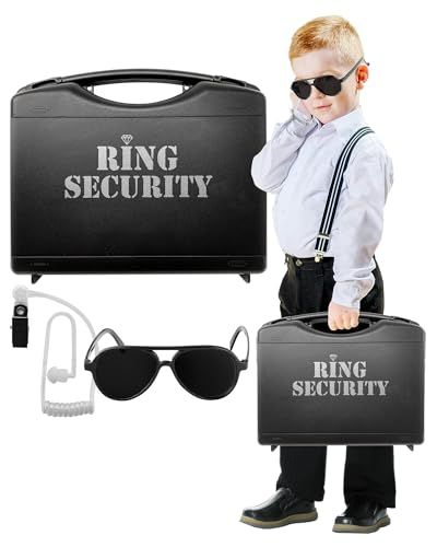 Swiss Industries Ring Security Wedding Briefcase, Ring Bearer Suitcase for Wedding, Includes Ring Security Sunglasses, Spy Earpiece, and Keepsake for Kids with Wide Range of Ages Groomsmens Gifts, Ring Security Wedding, Ring Bearer Security, Ring Security, Ear Piece, Box Gifts, Special Agent, Walking Down The Aisle, Ring Bearer