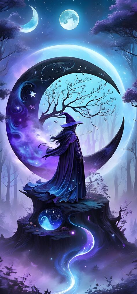 Witch Background Wallpapers, Celestial Wallpaper Aesthetic, Witchy Phone Backgrounds, Witchy Wallpaper Aesthetic, Wonderland System, Dark Witchy Wallpaper, Witchcraft Wallpaper, Wiccan Wallpaper, Moon Stars Art