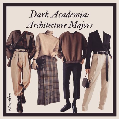 Dark Academia Majors, Architecture Student Aesthetic Outfits, Architecture Student Outfit, Academia Lookbook, Architecture Outfit, Dark Academia Outfit Aesthetic, Academia Outfits Aesthetic, Dark Academia Outfits, Dark Academia Clothes