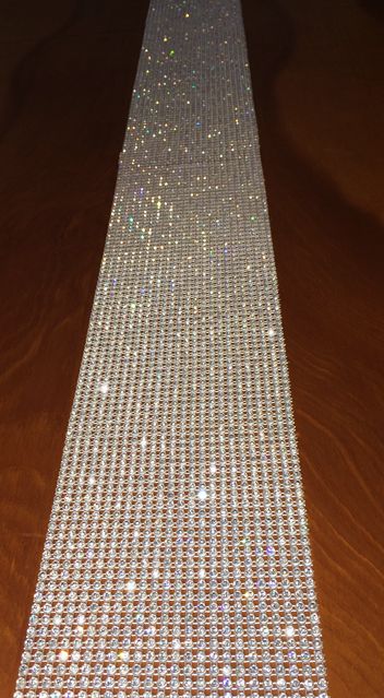 Rhinestone Table Runner with Individually Set Crystals Outside Fall Decor, Head Tables, Real Crystals, Diamond Party, 60 Wedding Anniversary, Denim And Diamonds, Wedding Reception Centerpieces, 50th Party, Elegant Centerpieces