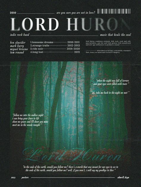 lord huron poster graphic design it's the perfect music for being sad and thinking about your life Lord Huron Aesthetic Poster, Frozen Pines Lord Huron, Lord Huron Wallpaper, Lord Huron Poster, Lord Huron Aesthetic, Hozier Poster, Media Coursework, Dark Western, Lyric Poetry